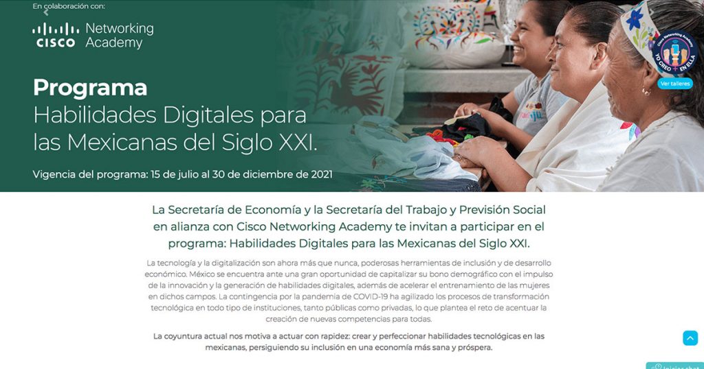 Captura de pantalla de sitio web de Mexicanas Digitales