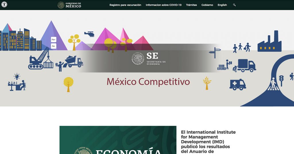 Captura de pantalla de sitio web de México Competitivo